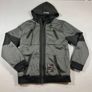 Rgstr Zip Up Jacket Mens Large Gray Black Fleece Lined Hooded Long Sleeve Winter
